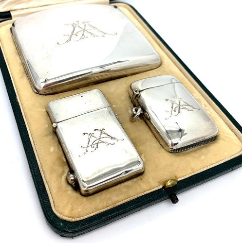 Set Cigarrera Encendedor Colección Plata Inglesa 925 Alvear