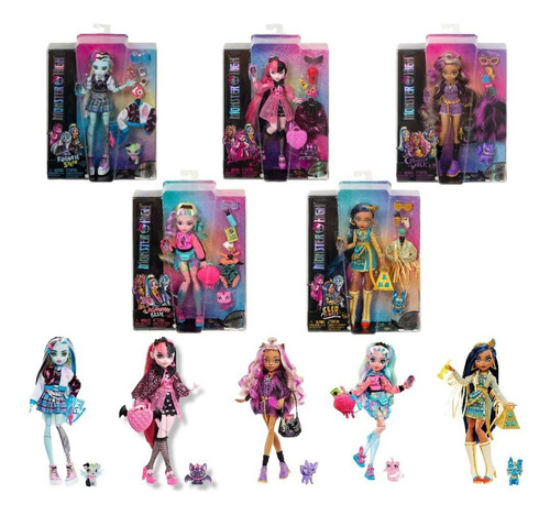 Monster High Set 5 Draculaura Frankie Lagoona Cleo Clawdeen