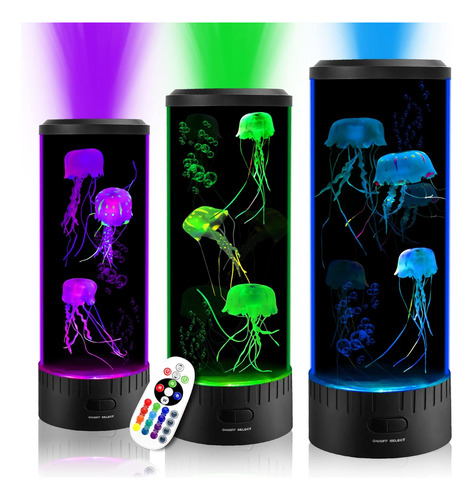 Lámpara De Lava De Medusas Que Cambia De Color Con 16 Luces