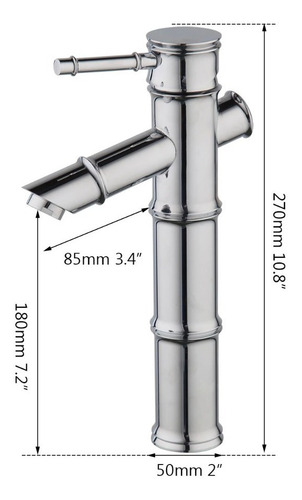 Imagen 6 de 9 de Grifería Monocomando Cascada Bamboo Alto Para Vanitory