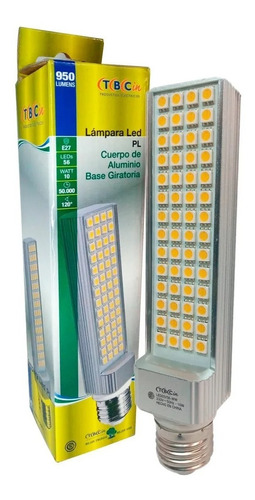 Imagen 1 de 3 de Lámpara Led Pl Aluminio 10w C/ Base Giratoria E27 Y E24