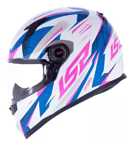 Capacete Ls2 Combo Casal Ff358 Draze Branco E Rosa/vermelho
