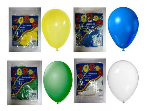400 Bexiga Balão Brasil Verde Amarelo Azul Branco (100 Cada)