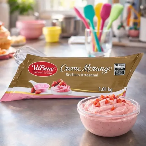 Kit Creme Avela+creme Leitinho+creme Morango 1,01kg Vabene