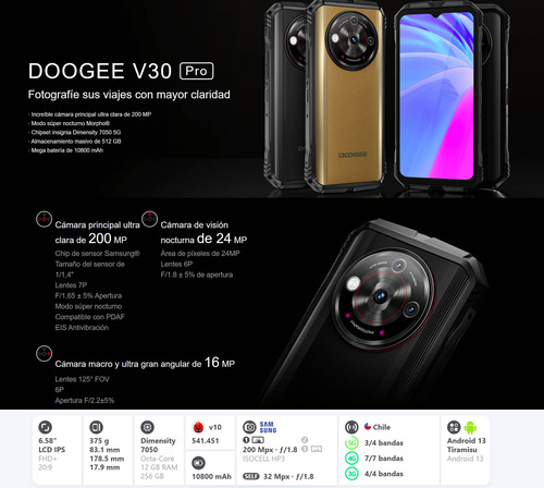 Doogee V30 Pro - Resistente, Ram 12 Gb, Rom 512 Gb
