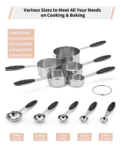 Juego De 10 Tazas Y Cucharas Medidoras Joyhill De Acero Inox