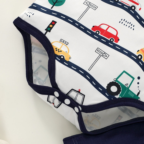Conjunto De Mameluco Para Bebé Con Estampado De Choches Blanco 0-3 M