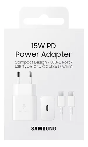 Cargador Samsung Ep-t1510 Usb-c De Pared Con Cable Carga Super Rápida Blanco
