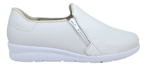 Tênis Feminino Usaflex Impacto Couro Ziper Mm1801 Branco