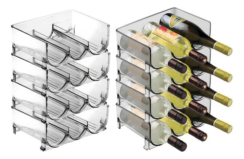 Mdesign Stackable Plástico 3 Botellas Refrigerador De Vinos 