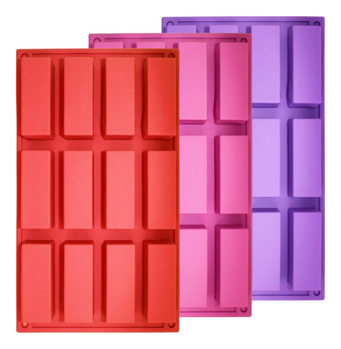 Alta Calidad Juego De 3, 12 Cavidades Moldes Rectangulares