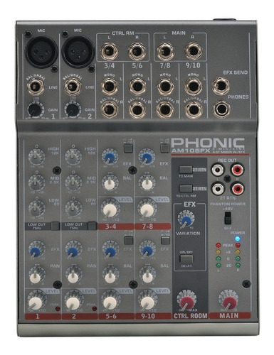 Phonic Am105fx Mixer 2 Entradas Xlr O Linea 4 Stereo C