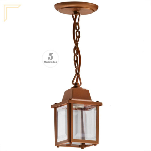 5 Pendente Industrial Cobre Externo Vintage Pergolado Acl95