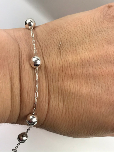 Imagem 2 de 8 de Pulseira Bolinhas 7mm C/ 19 Cm Em Prata 925