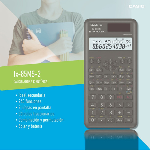 Imagen 4 de 8 de 5 Calculadora Casio Cientificas Fx-85ms 240func Secundaria