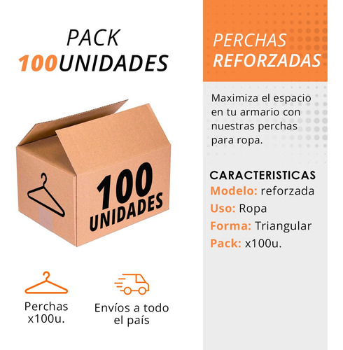 Imagen 6 de 9 de Perchas Reforzadas X 100