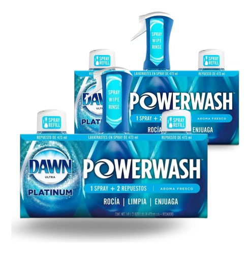 2 Pack-dawn Ultra Platinum Powerwash 1 Spray + 2 Repuestos 