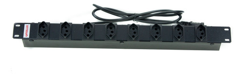 Régua 8 Tomadas Rack 19 Polegadas Cabo 3 Metros Fiolux Cor Preto 127/220V