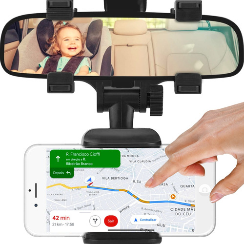 Suporte Pra Celular Veicular Encaixe Retrovisor Carro 360°