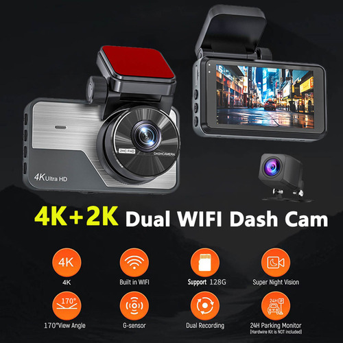 Dash Cam 4k Frontal Y 2k Trasera Con Grabación Hd Night Visi