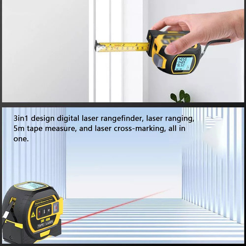 3-in-1 Laser Measure 5m With Lcd Backlight Tape Measure