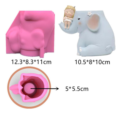 Molde De Silicona Con Forma De Elefante 3d, Maceta Para