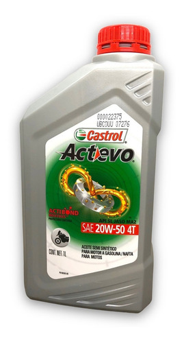 Aceite Castrol Actevo 4t 20w 50 Moto Lubricante Mineral 1 L