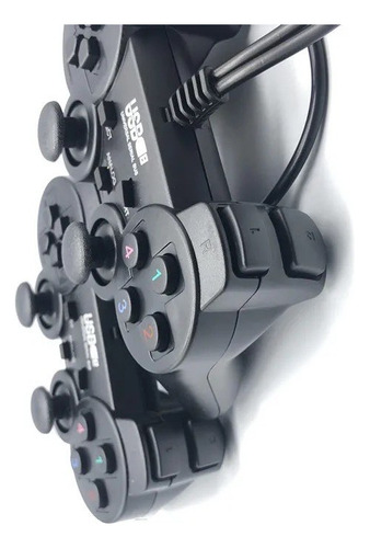 Par (2) De Controles Usb Para Pc Mac Raspberry Juegos Emulad Color Negro