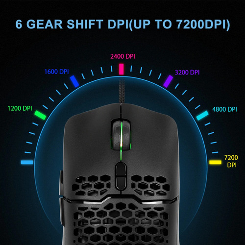 Imagen 6 de 10 de Mouse Gamer Delux M700a Rgb, Programable 7 Botones, 7200dpi