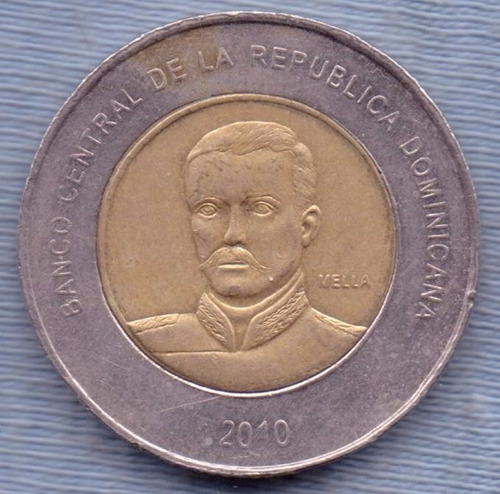 Republica Dominicana 10 Pesos 2010 Bimetalica * Matias Mella