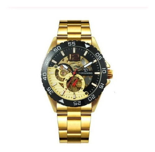Relógio Masculino Mecânico Automático Luxo Dourado Original