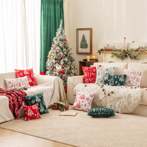 Cubiertas De Almohada De Árbol De Árbol De Navidad Verde Sin