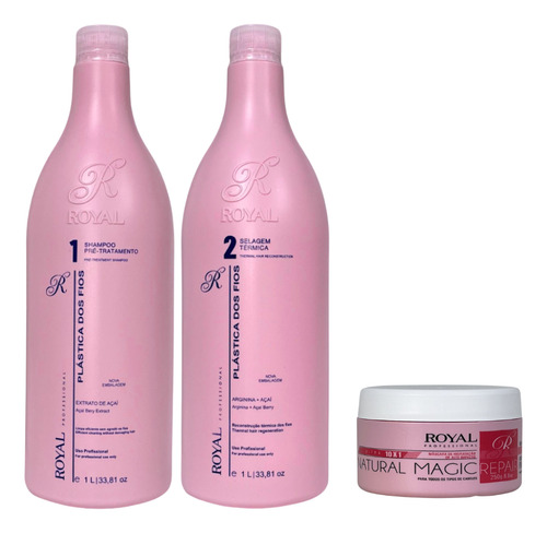 Kit Progressiva Royal Plástica Dos Fios Açaí + Natural Magic