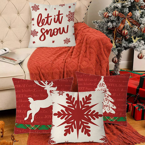Juego De 4 Fundas De Almohada O Para Navidad, 17,71 X 17,71