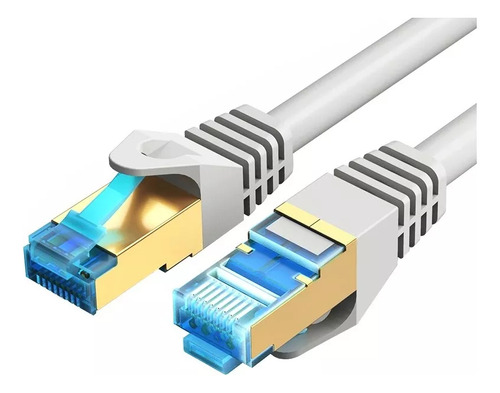 Cable De Red Vention Cat7 Certificado - 1 Metro - Premium Patch Cord - Blindado Ftp Rj45 Ethernet 10gbps - 600 Mhz - 100% Cobre - Blanco - Icehf