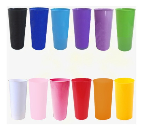 25 Vasos Trago Largo Descartable Plastico Flexible Color 