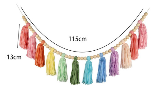My Guirnalda De Borlas Con Cuentas De Madera 12 Colores