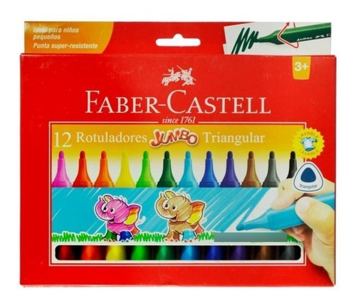 Faber Castell - Rotulador Jumbo Triangular X12 Colores