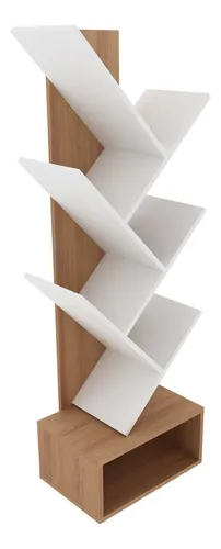 Biblioteca Librero Repisa Estanteria - 050x140x032 - 1726 Color Almendra/Blanco