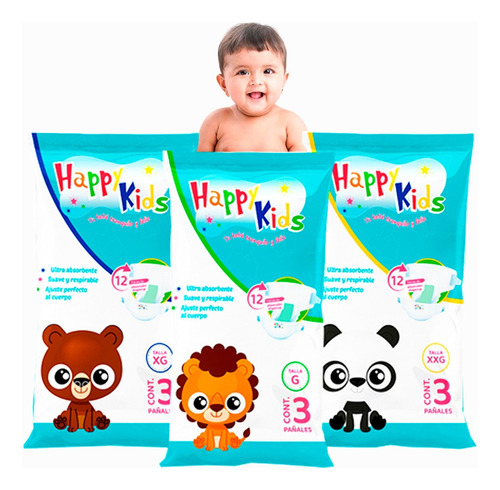Pañales Happy Kids Para Bebe Talla G Xg Y Xxg X  40 Unid