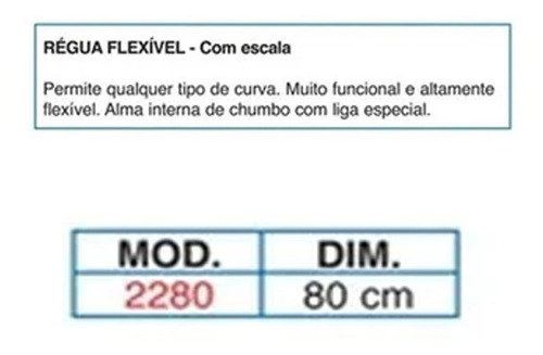 Regla flexible con escala, 80 cm, tridente 2280, color otro
