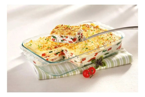 Bandeja rectangular para hornear lasaña de 3,7 litros con tapa de color | Marinex Color Incolor