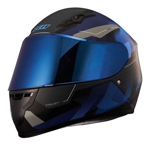 Capacete X11 Trust Pro Transit Azul/cinza + Viseira Extra