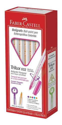 Bolígrafo Trilux Colors (caja con 12 unidades) - Tinta naranja Faber Castell Color exterior transparente