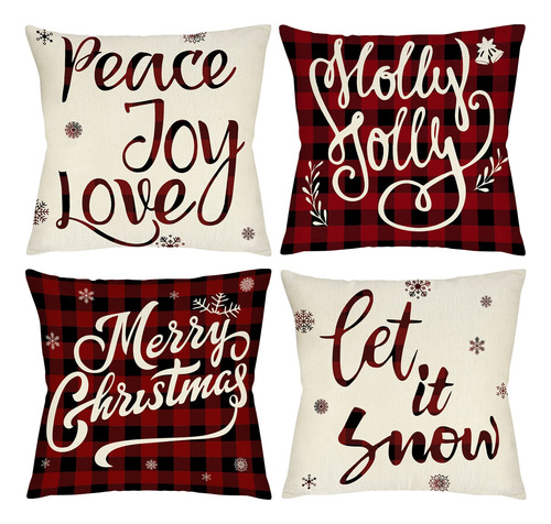 4 Funda Almohada Decorativa Navidad 18 X 18  Navideña