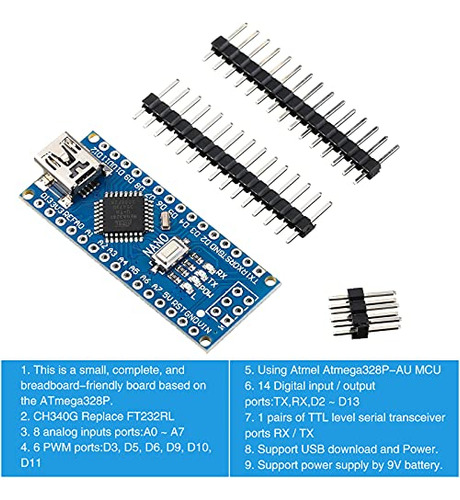 Nanoboard Weewooday V3.0 Atmega328p De 6 Piezas Sin Cable