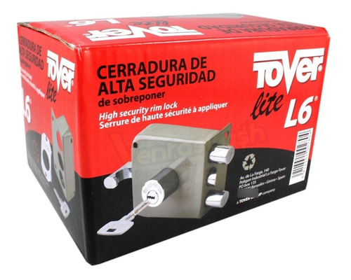 Imagen 3 de 5 de Cerradura Chapa Alta Seguridad Tover L6 Interior Llave Punto