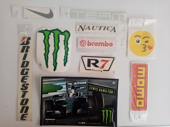 10 Stikers Monster Nike Nautica Brembo R7 Bridgestone Emogi