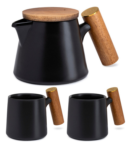 Tetera de cerámica Chefwave Artisan Series con infusor y dos tazas