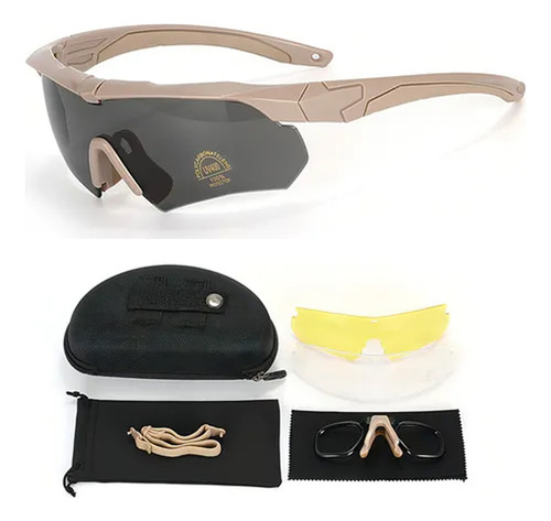 Asakula Gafas Tácticas Antivaho, Gafas Deportivas, Gafas De Sol con 3 Lentes Intercambiables, Gafas De Tiro Unisex, Protección UV400, Gafas De Airsoft
